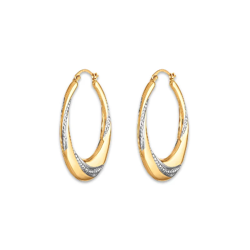 women eco-friendly earrings -10KT Yellow Gold With Rhodium Plating 29MM Hoop Earrings