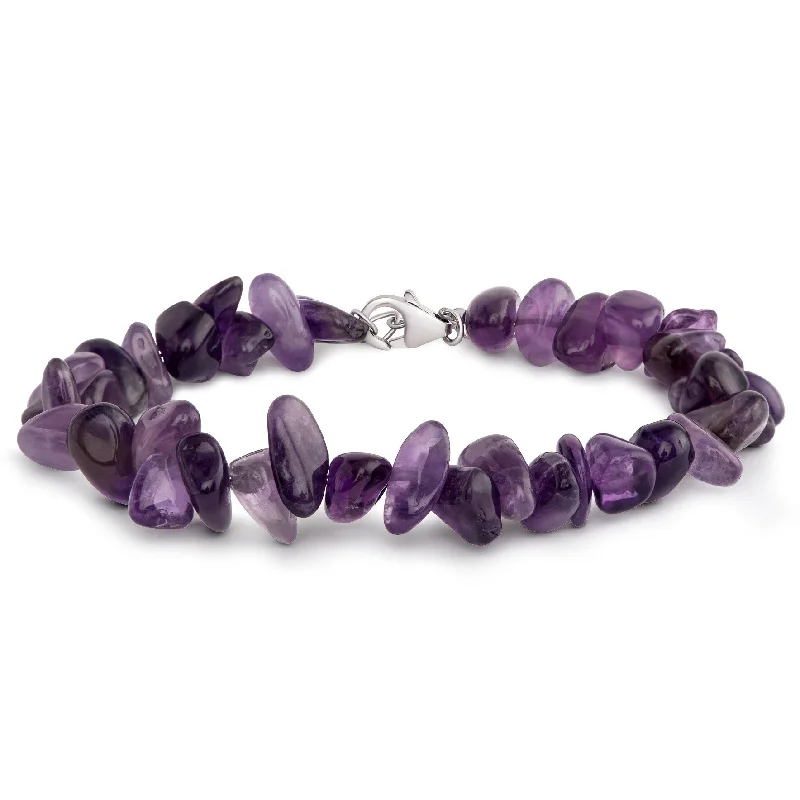 women pearl bangles -Sterling Silver Amethyst Beaded Bracelet