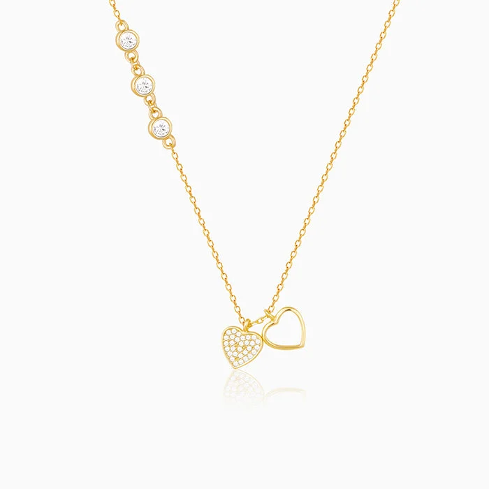 women boho necklaces -Golden Heart to Heart Necklace