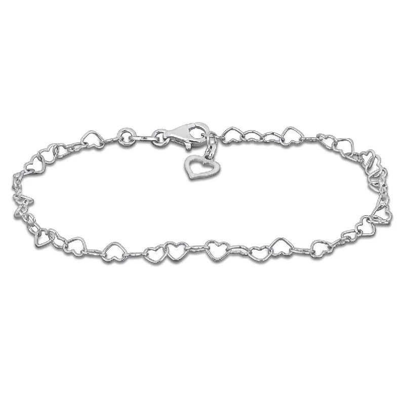 women stackable bangles -Miadora 3.5mm Heart Link Bracelet Sterling Silver-7.25 in